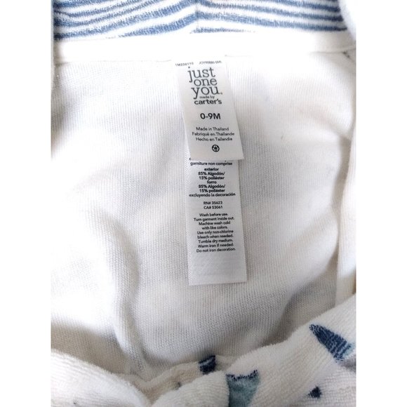 Baby's Shark Bath Robe - Just One You Made By Carter’s - White  Size 0-9M - Picture 6 of 6